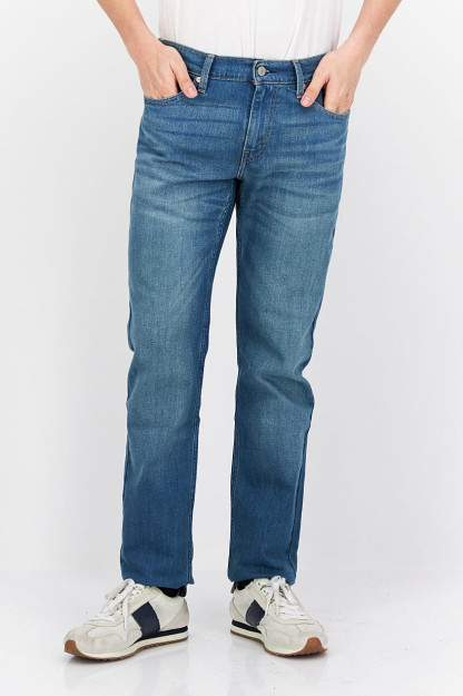 Slim Fit erkaklar jinsi shimlari, yuvishda cho'zilgan, ko'k