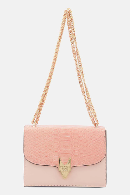 Brend logotipi tushirilgan ayollar uchun elkama-sumka, 20l x 14v X 10W sm, bej va pushti