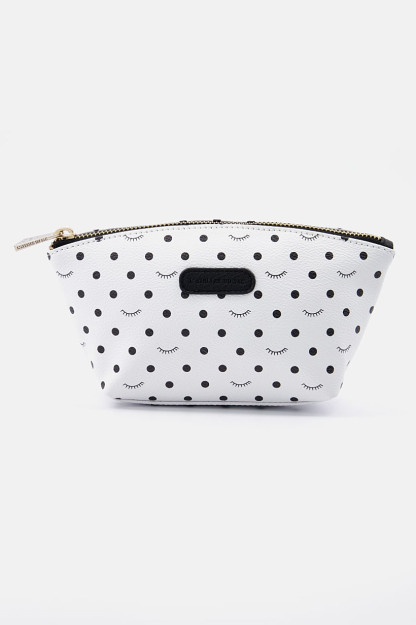 Ayollar uchun polka nuqta sumkasi, 22 L x 11 H X 9 W sm, oq / qora