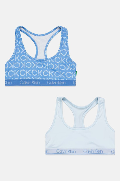 Kids Girl brendi logotipi bralette, 2 ta paket, ko'k