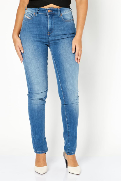 Женская джинсовая ткань Super Skinny Fit, растягивающаяся при стирке, синего цвета