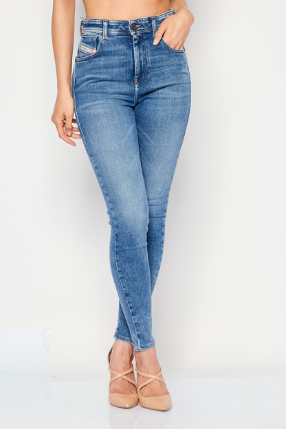 Oddiy ko'k Denim kesilgan ayollar elastik tekis jinsi shimlar