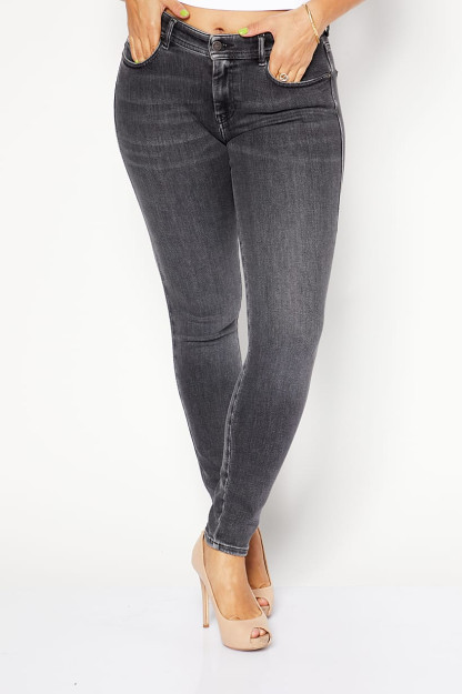 Женские стиранные эластичные джинсы Super Skinny Fit, черные