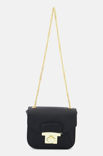 Ayollar uchun tekis rangli qo'l sumkasi 17l x 6W x 12h sm, qora