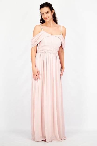 Elkada draped ayollar Maxi libosi, pushti