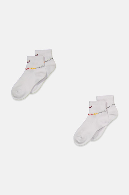 Kids Boy brendi logotipi paypoqlari, 2 juft, oq