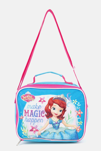 Sofia The First Make Magic Happen tushlik sumkasi, 24l x 19v X 9w sm, ko'k kombinatsiyalangan