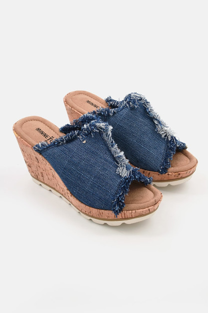 Ayollar takozli slip-ons, Denim ko'k