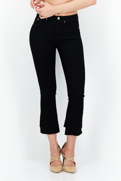 Oddiy kesilgan ayollar yuvilgan Denim jinsi, qora