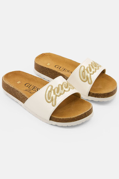 Mantar slaydidagi qizlar uchun bolalar slip-onlari, Oltin oq