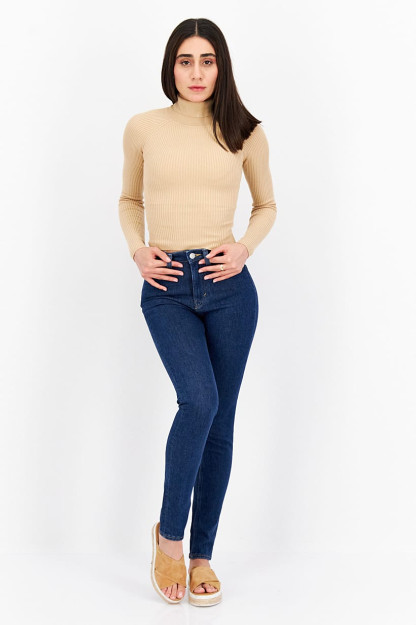 Мужские джинсы Skinny Fit из стираного эластичного денима синего цвета