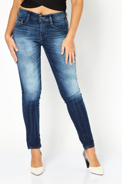 Oddiy Denim kesilgan ayollar yuviladigan elastik jinsi shimlar, to'q ko'k