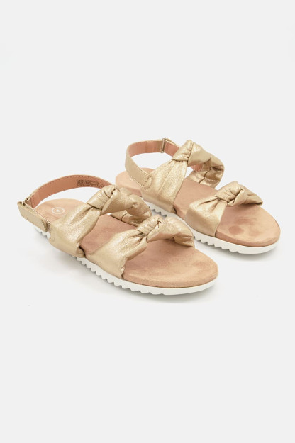 Qizlar uchun Velcro bolalar sandallari, oltin