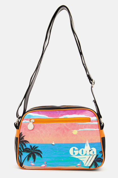 Ayollar uchun grafik bosma elkama-sumka, 22V x 29L x 7w sm, qora kombinatsiyalangan