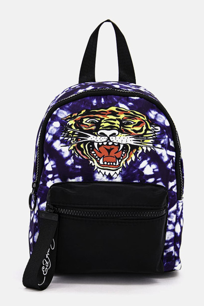 Tige ayollar uchun bosma xalta, 19 L x 25v X 8w sm, ko'k va qora