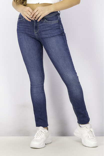 Besh cho'ntakli Slim Fit ayollar jinsi shimlari, Jinsi ko'k