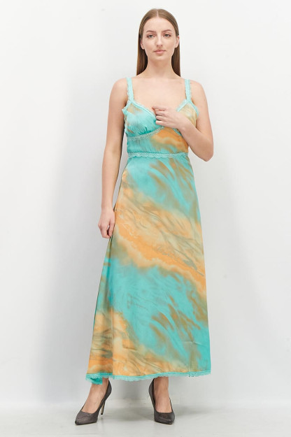 Женское макси-платье Tie Dye Cami, комбинированное мятно-зеленое