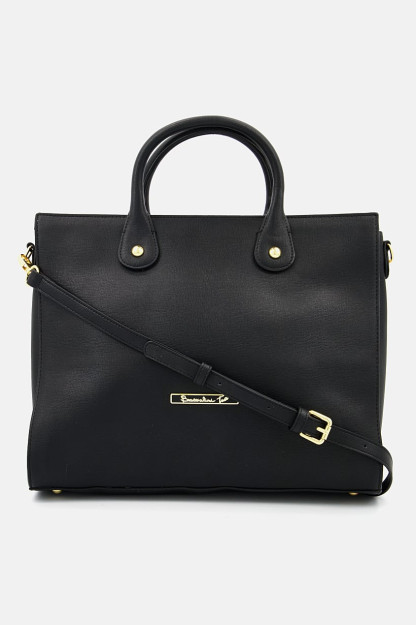 Brend logotipi bo'lgan ayollar sumkasi, 23 L x 14 H X 6 W sm, qora