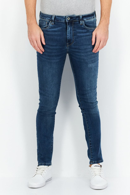 Мужские джинсы Skinny Fit, растягивающиеся при стирке, Темно-синие
