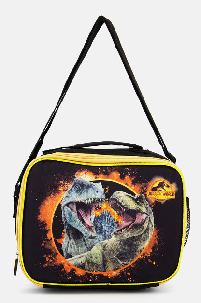 Kids Boy bosilgan tushlik sumkasi, 24l x 21v X 8w sm, qora / Oltin