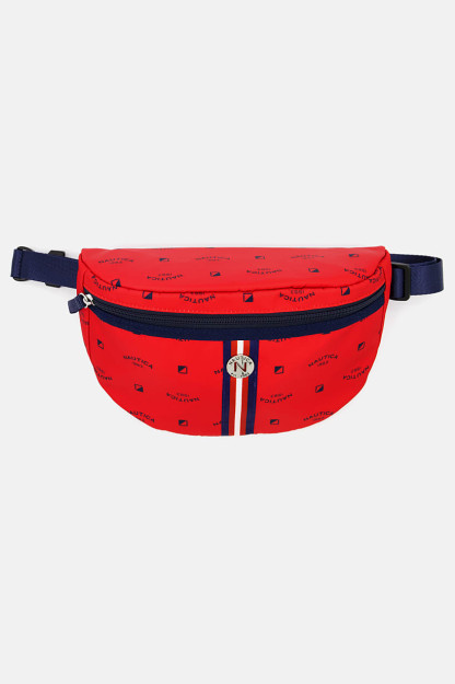 Brend logotipi tushirilgan erkaklar bel sumkasi, 16V x 27l x 10W sm, qizil