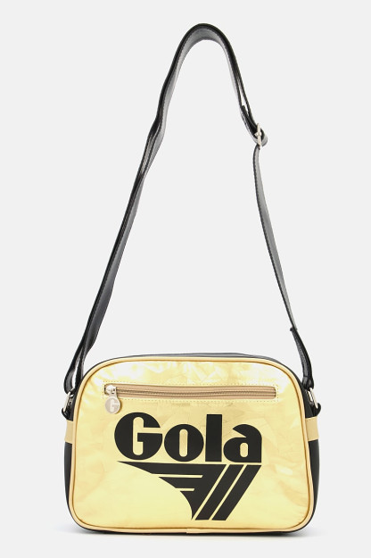 Brend logotipi tushirilgan ayollar uchun elkama-sumka, 33 L x 21 H x 7 W sm, Oltin / qora