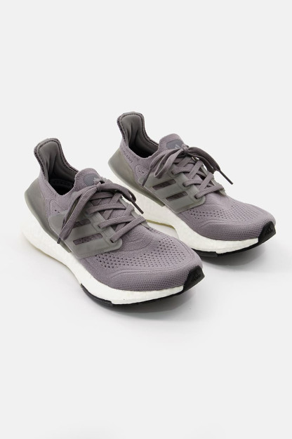 Kids Girl Ultraboost 21 dantelli yugurish poyabzali, kulrang / oq