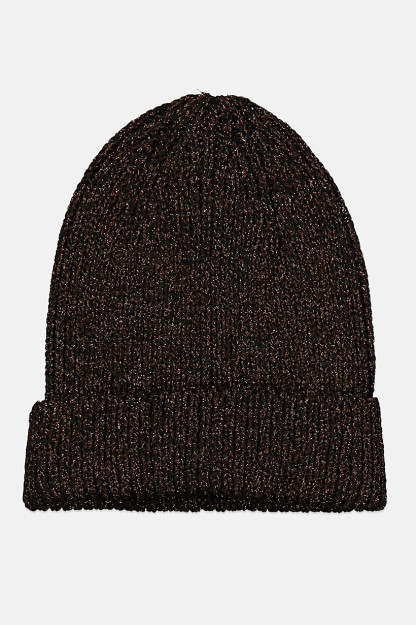 Qizlar uchun metall naqshli bolalar trikotaj Beanie Beanie, jigarrang kombinatsiyalangan