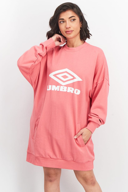 Женское спортивное платье Oversize Fit с длинным рукавом, Персиковый/Белый