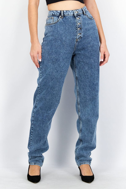 Doimiy mos keladigan ayollar yuviladigan jinsi shimlar cho'zilmaydigan ko'k Denim