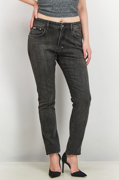 Oddiy Denim kesilgan ayollar yuviladigan elastik jinsi shimlar, qora