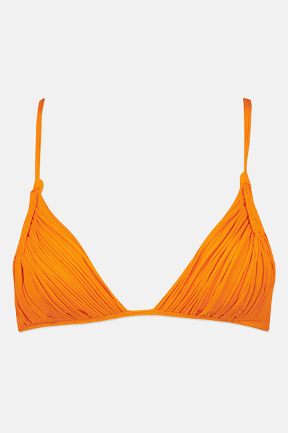 Teksturali astarli ayollar bikini tepasi, to'q sariq