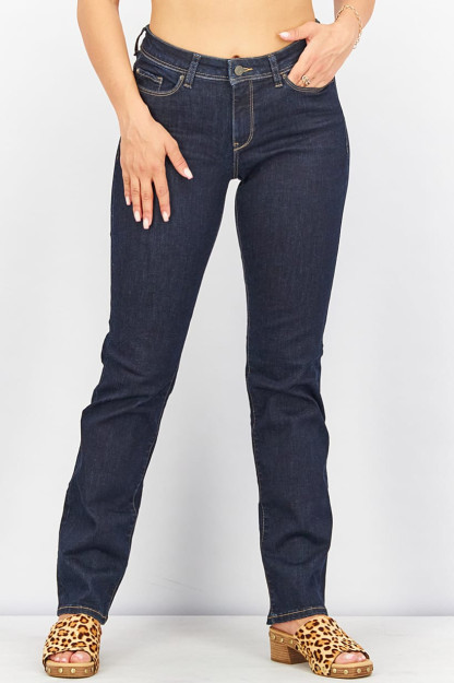 To'g'ridan-to'g'ri kesilgan ayol monofonik elastik Denim, ko'k
