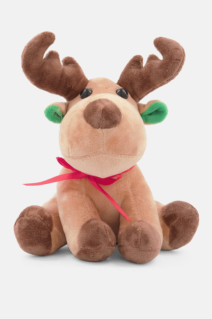 Peluş "o'tirgan Elk" o'yinchoqlari, jigarrang/qizil kombinatsiyalangan