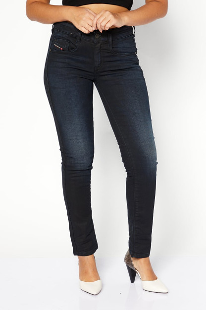 Slim Fit Denim ayollar jinsi, qora