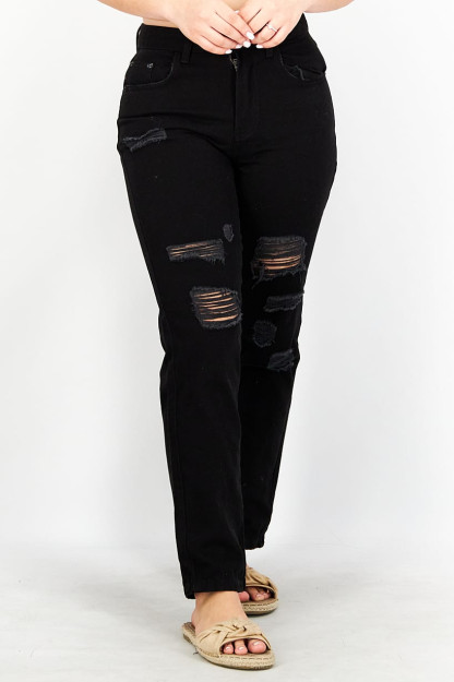 Женские джинсы Mom Fit rip Denim, черные