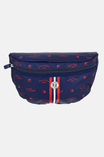 Erkaklar bel sumkasi sozlanishi brend logotipi, 16v x 26l x 10W sm, to'q ko'k kombinatsiyalangan