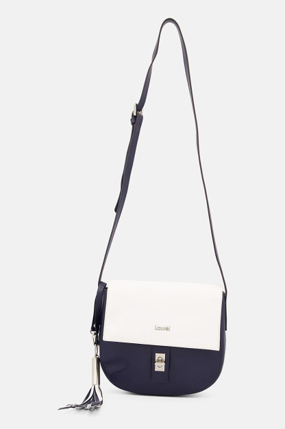 Brend logotipi ayollar uchun elkama-sumka, 22V x 24l x 8w sm, to'q ko'k / oq