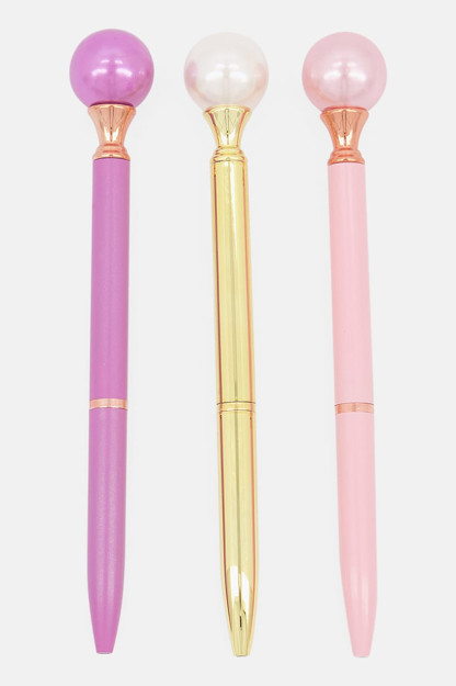 Pastel Pearl Ball top 3 qismli sharikli ruchka, binafsha/oltin kombinatsiyalangan