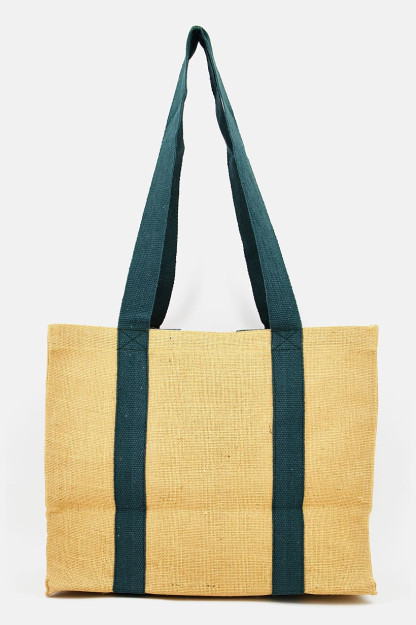 Женская текстурированная хозяйственная сумка 41 L x 35 H x 20 L см, Бежево-зеленая