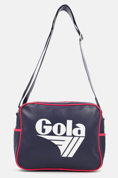 Brend logotipi tushirilgan erkaklar messenjer sumkasi, 36 L x 28v X 10W sm, to'q ko'k / qizil