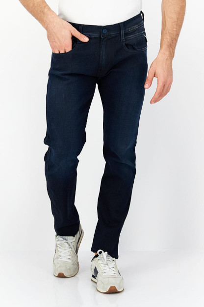 Slim Fit erkaklar jinsi shimlari cho'zilgan yuvilgan Denim, to'q ko'k