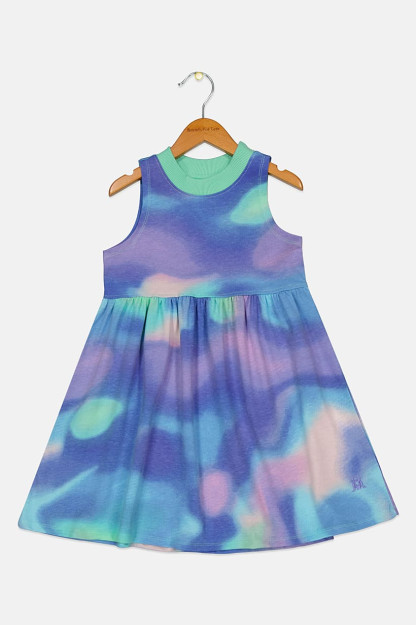 Qizlar uchun Tie Dye chaqaloq midi libosi, ko'k/binafsha rang