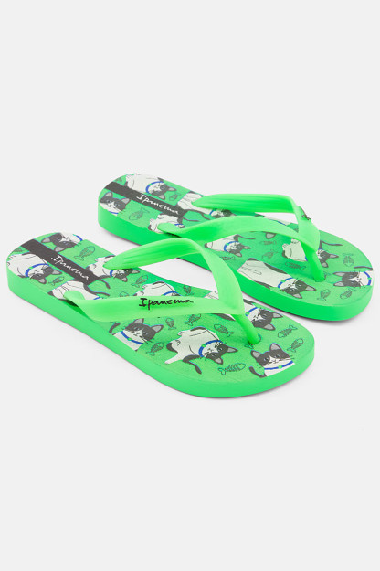 Qizlar uchun chaqaloq mushuk bosma slip-on shippaklari ohak yashil