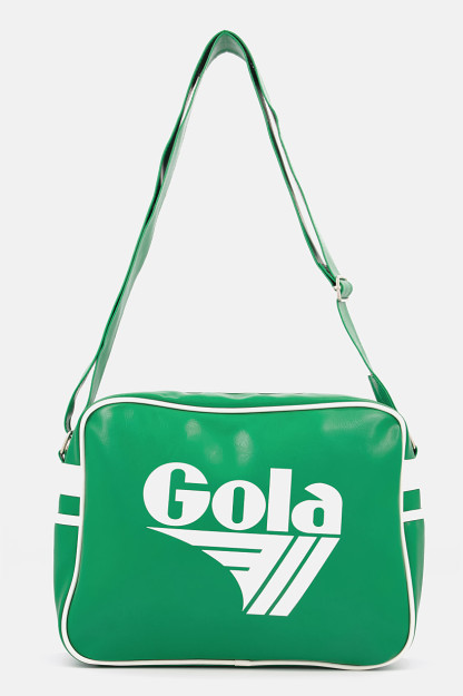 Brend logotipi tushirilgan erkaklar messenjer sumkasi, 36 L x 28v X 10W sm, yashil / oq