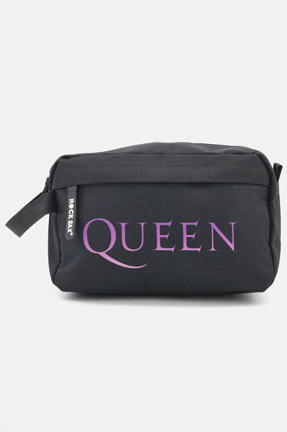 Qirolicha logotipi erkaklar uchun kir yuvish sumkasi, 16v x 24l x 12W sm, qora / binafsha