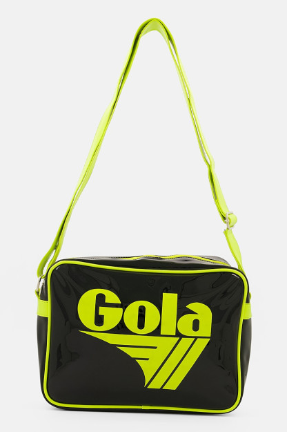 Brend logotipi tushirilgan erkaklar messenjer sumkasi, 30l x 22V X 6w sm, qora / ohak