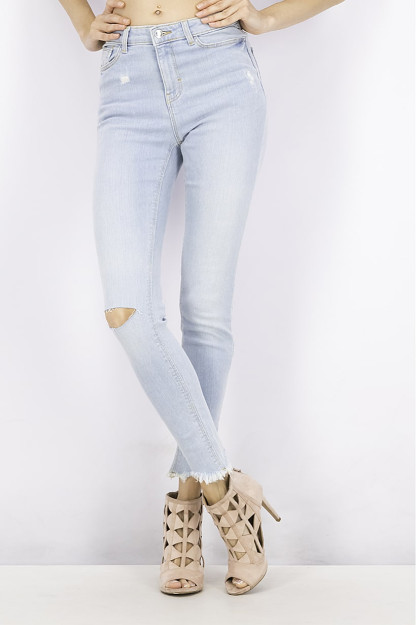 Женские джинсы Skinny Fit с высокой посадкой и 5 карманами, застиранные синие