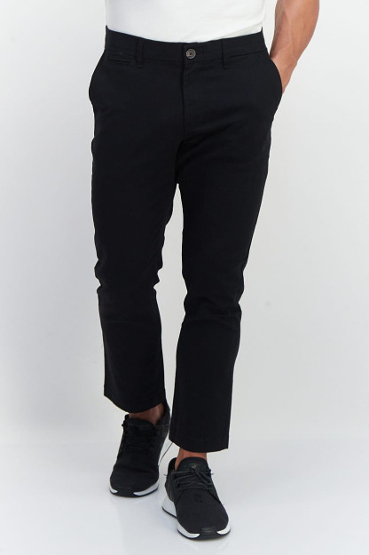 Slim Fit erkaklar shimlari egiluvchan bel va tekis old, qora