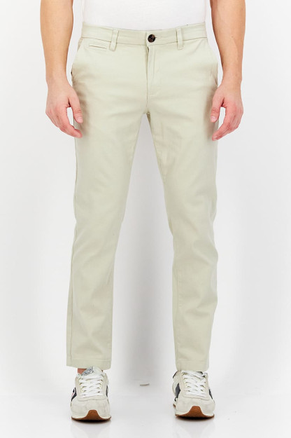 Erkaklar uchun tekis rangli Slim Fit shimlar, bej